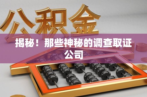 涵江揭秘！那些神秘的调查取证公司