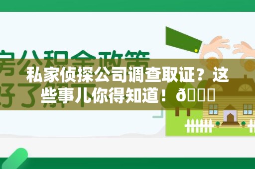 涵江私家侦探公司调查取证？这些事儿你得知道！😎
