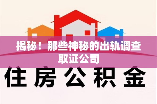 涵江揭秘！那些神秘的出轨调查取证公司