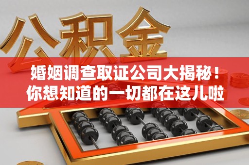 涵江婚姻调查取证公司大揭秘！你想知道的一切都在这儿啦😉