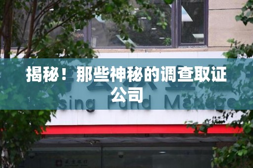 涵江揭秘！那些神秘的调查取证公司