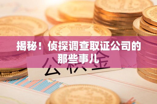 涵江揭秘！侦探调查取证公司的那些事儿