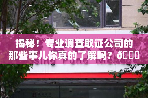 涵江揭秘！专业调查取证公司的那些事儿你真的了解吗？😎